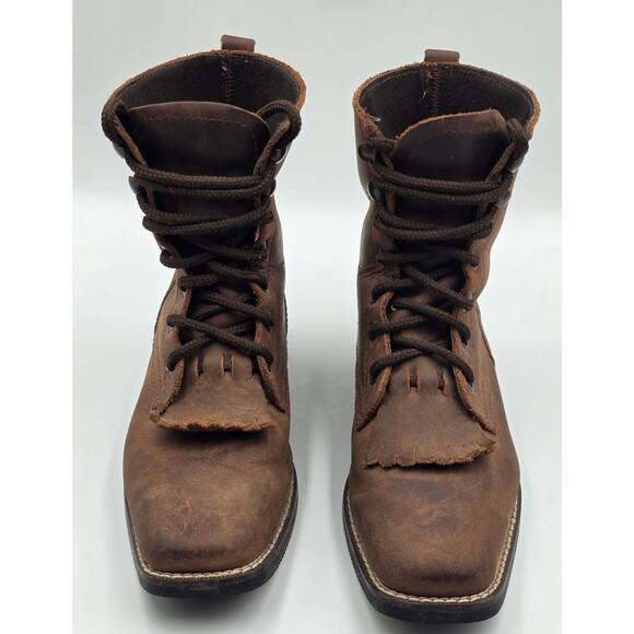 Caballo Dorado Brown‎ Leather Boots Kids 2Y Square Toe Western Cowgirl Classic - Picture 2 of 9